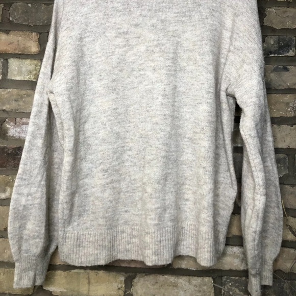Mock Turtleneck Sweater Grey Pink Tapered Sleeve Soft - Picture 2 of 7